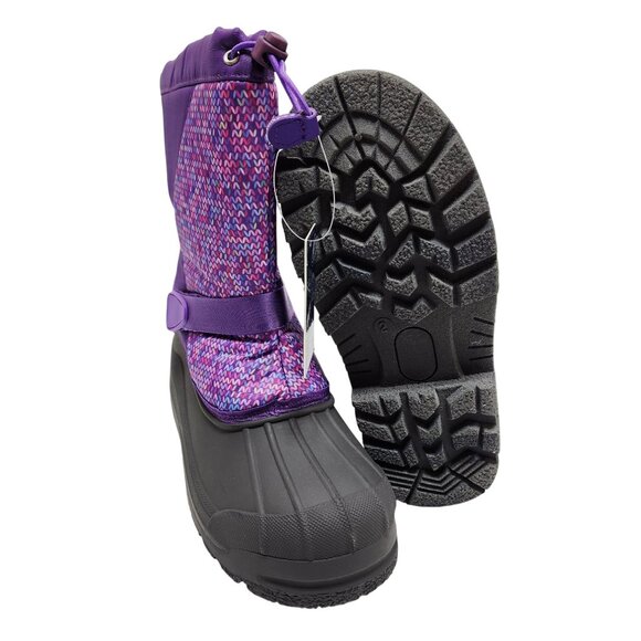 Girls Purple Winter Snow Boots Size 2 Knit Pattern Insulated - Picture 11 of 12